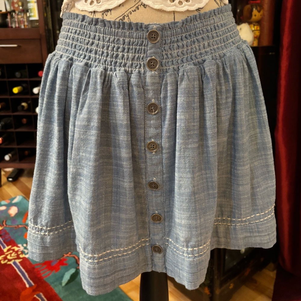 Abercrombie & Fitch Light Blue Faded Wash Mini Skirt